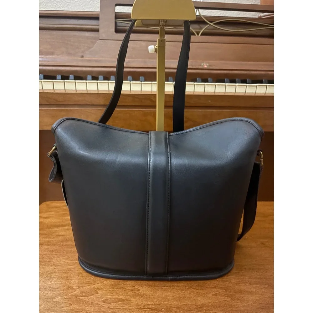 Vintage Coach Binocular Bag Black Leather USA Made 013-3825‎